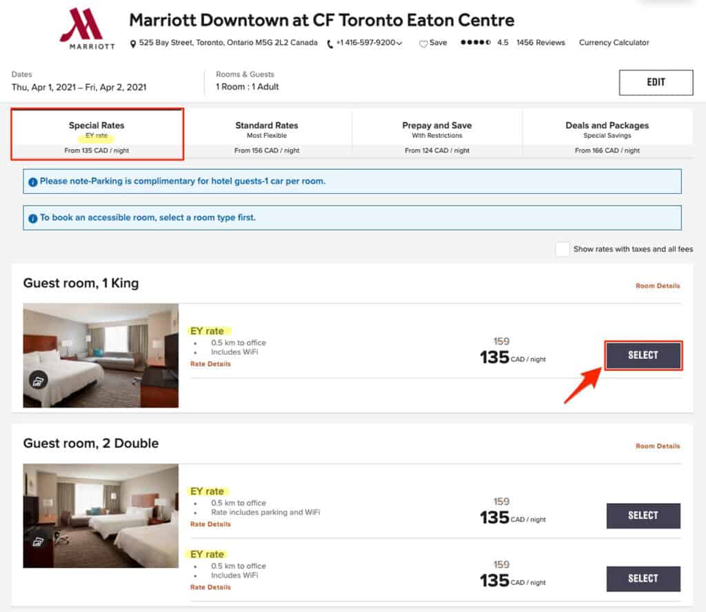 Corporate code rate with Marriott